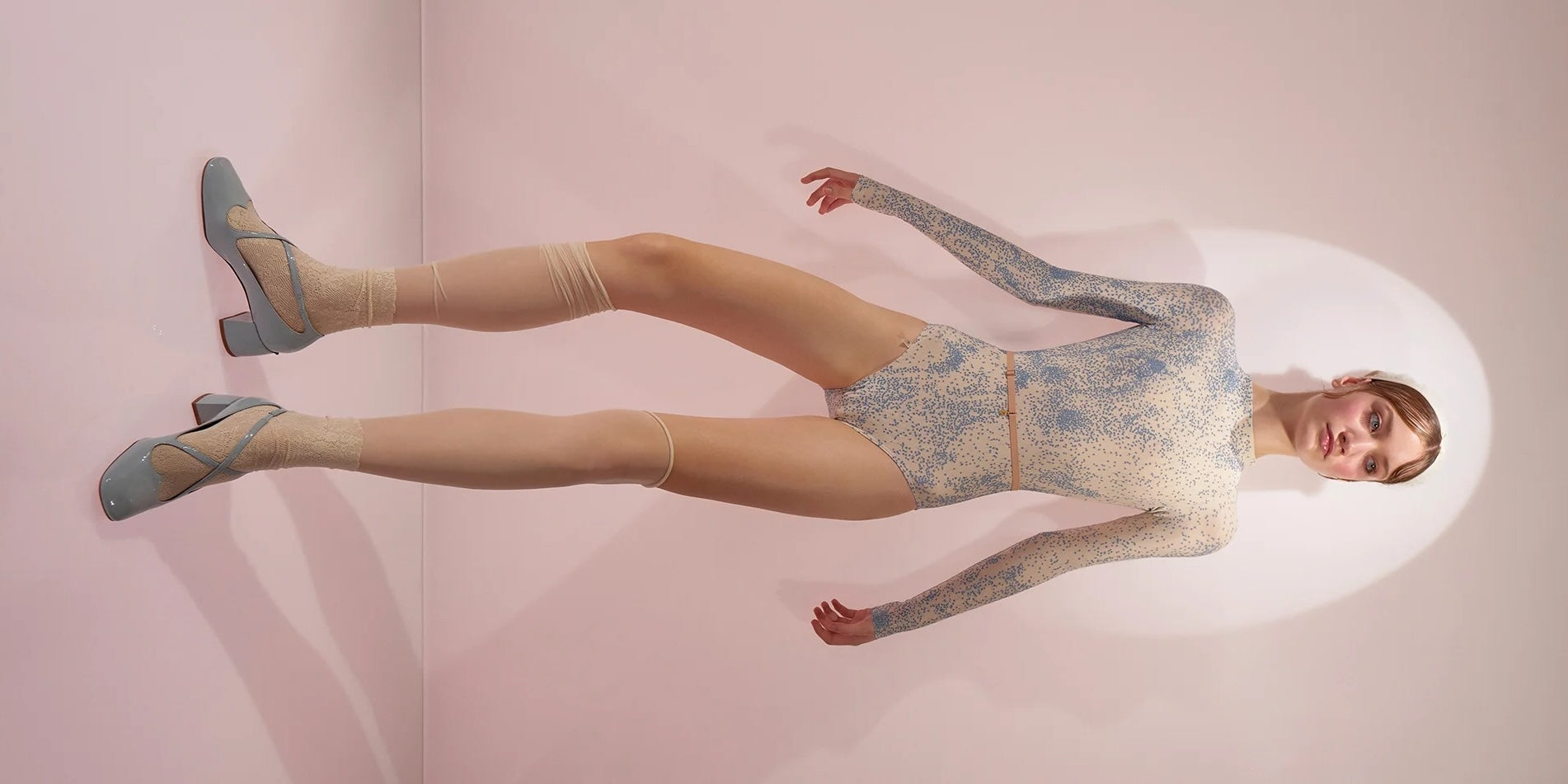 SPRINKLE DOT – low back leotard with long sleeves – blue by Just A Corpse