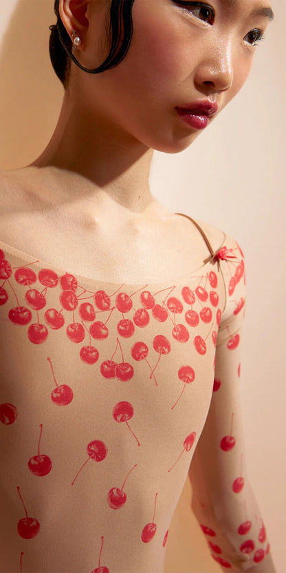 ［予約アイテム］CHERRY VALENTINE – off-shoulder leotard with bracelet sleeves – cherry valentine