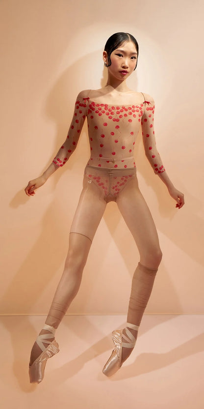 ［予約アイテム］CHERRY VALENTINE – off-shoulder leotard with bracelet sleeves – cherry valentine
