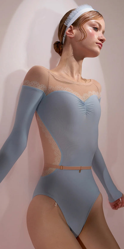 ［予約アイテム］HOURGLASS – lace napkin boatneck leotard – baby blue