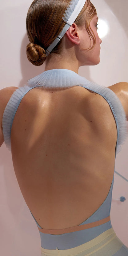 ［予約アイテム］MINI’S – leotard with detachable pleated tutu collar – baby blue