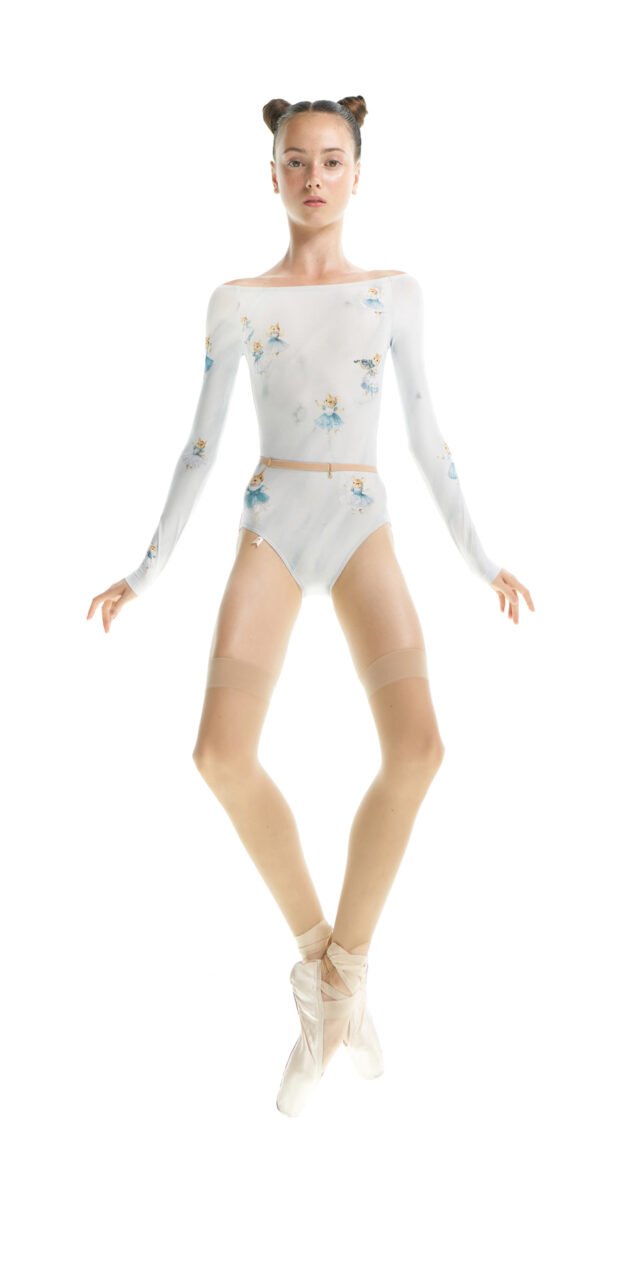 MOUSY – boatneck leotard with long sleeves – baby blue