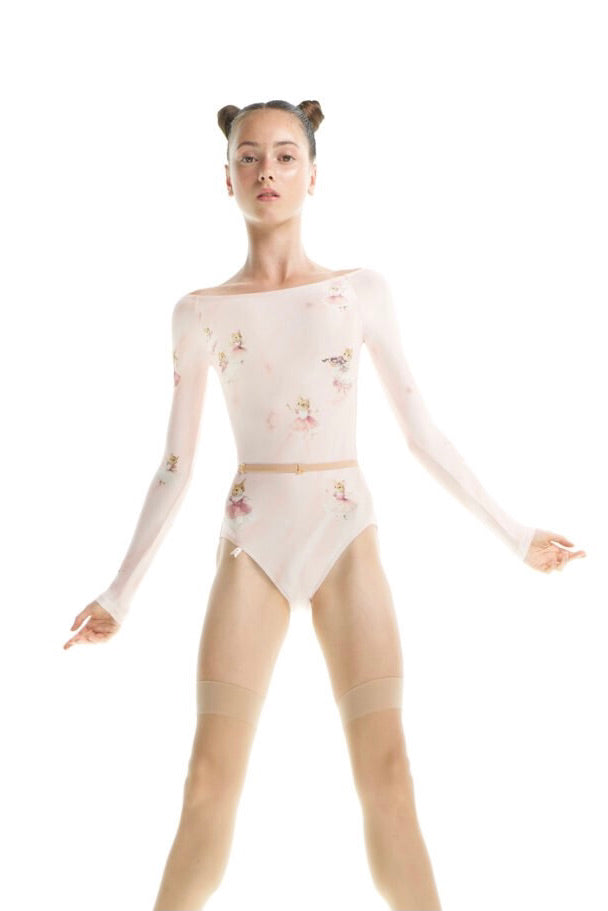 MOUSY – boatneck leotard with long sleeves – baby blush