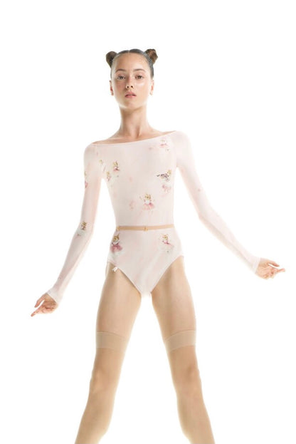 MOUSY – boatneck leotard with long sleeves – baby blush