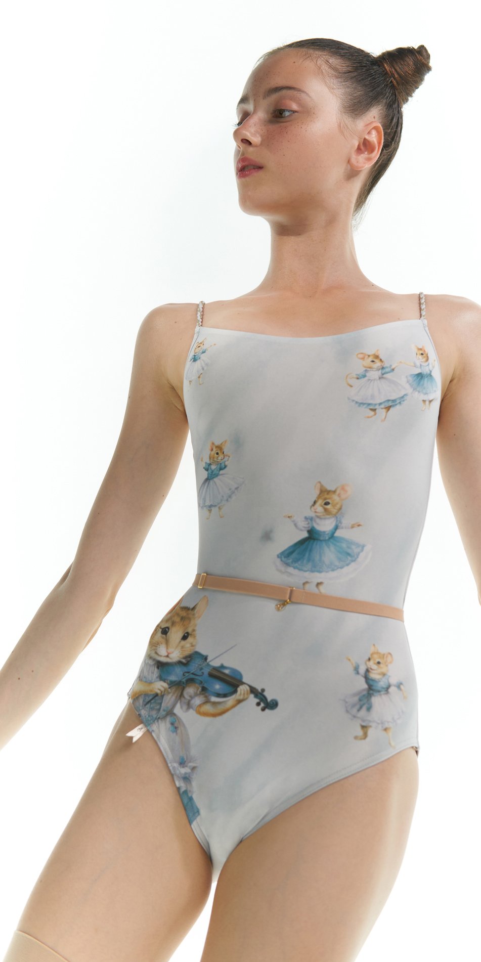 MOUSY – camisole leotard with hand braided straps – baby blue