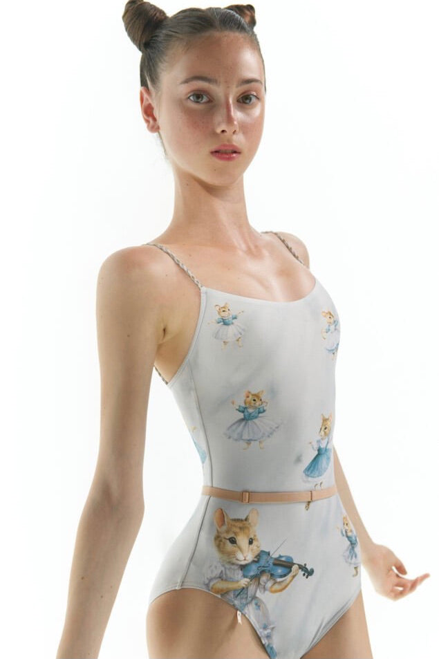 MOUSY – camisole leotard with hand braided straps – baby blue