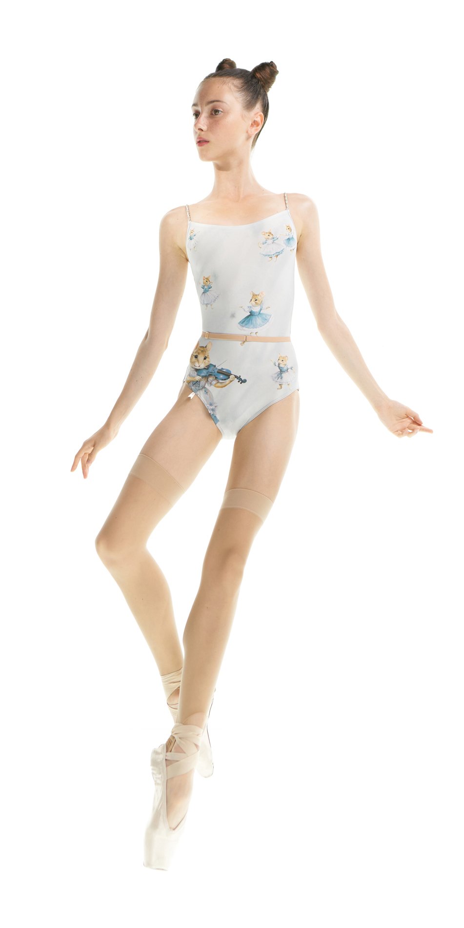 MOUSY – camisole leotard with hand braided straps – baby blue