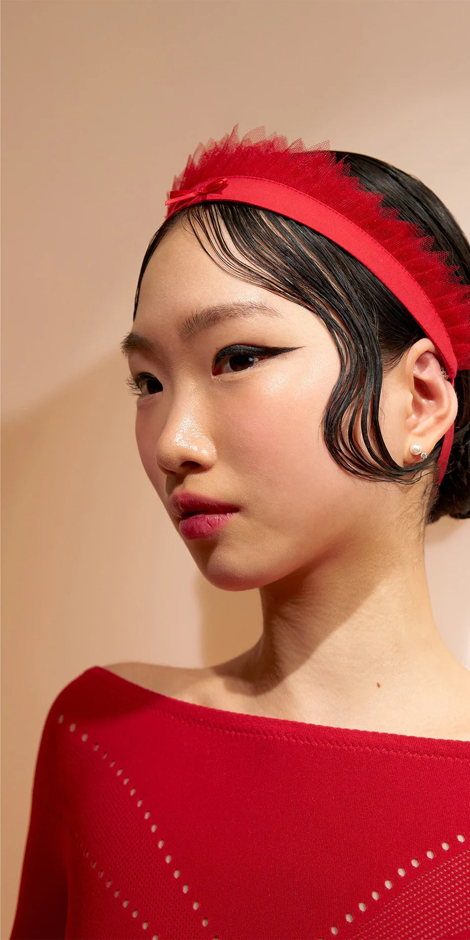 ［予約アイテム］PÂTISSIER’S – tutu headband – cherry red