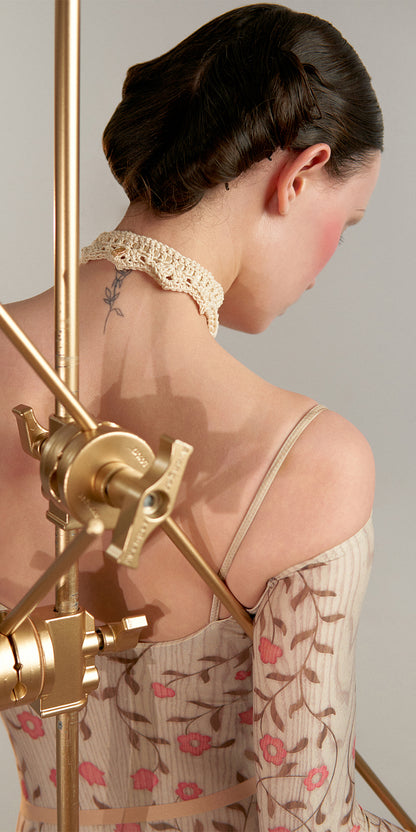 ［予約アイテム］ROSEWOOD INTARSIA - off-shoulder leotard with long sleeves