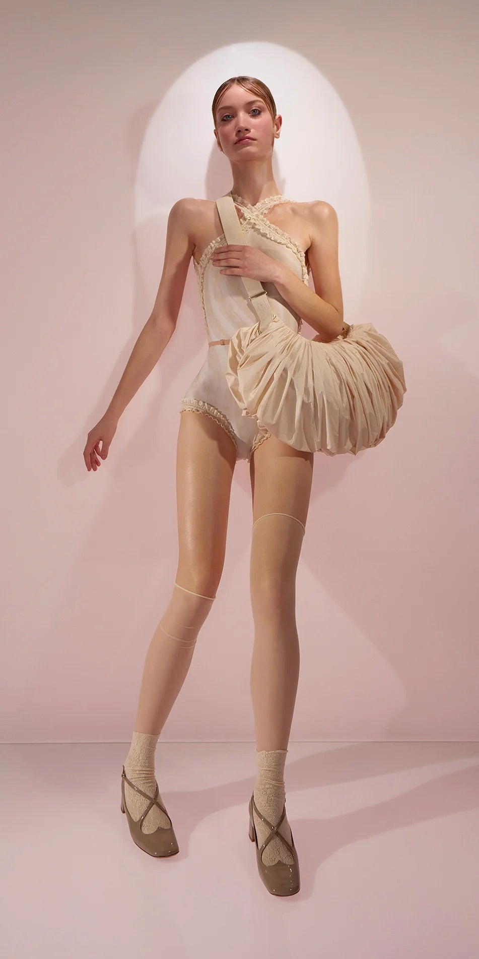 ［予約アイテム］WHIPPED CREAM – pleated croissant bag – edelweiss