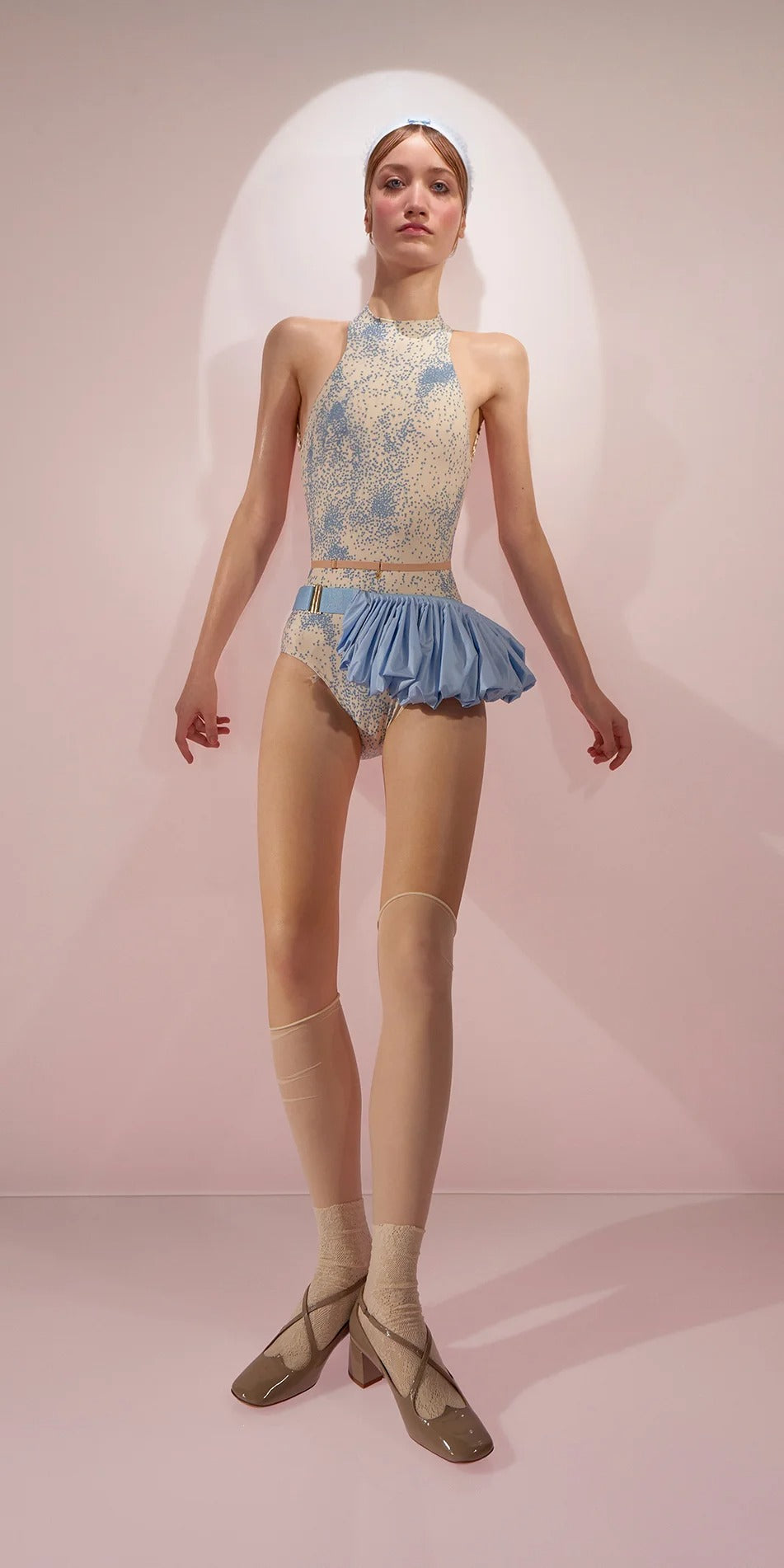 ［予約アイテム］WHIPPED CREAM – pleated fanny pack – baby blue