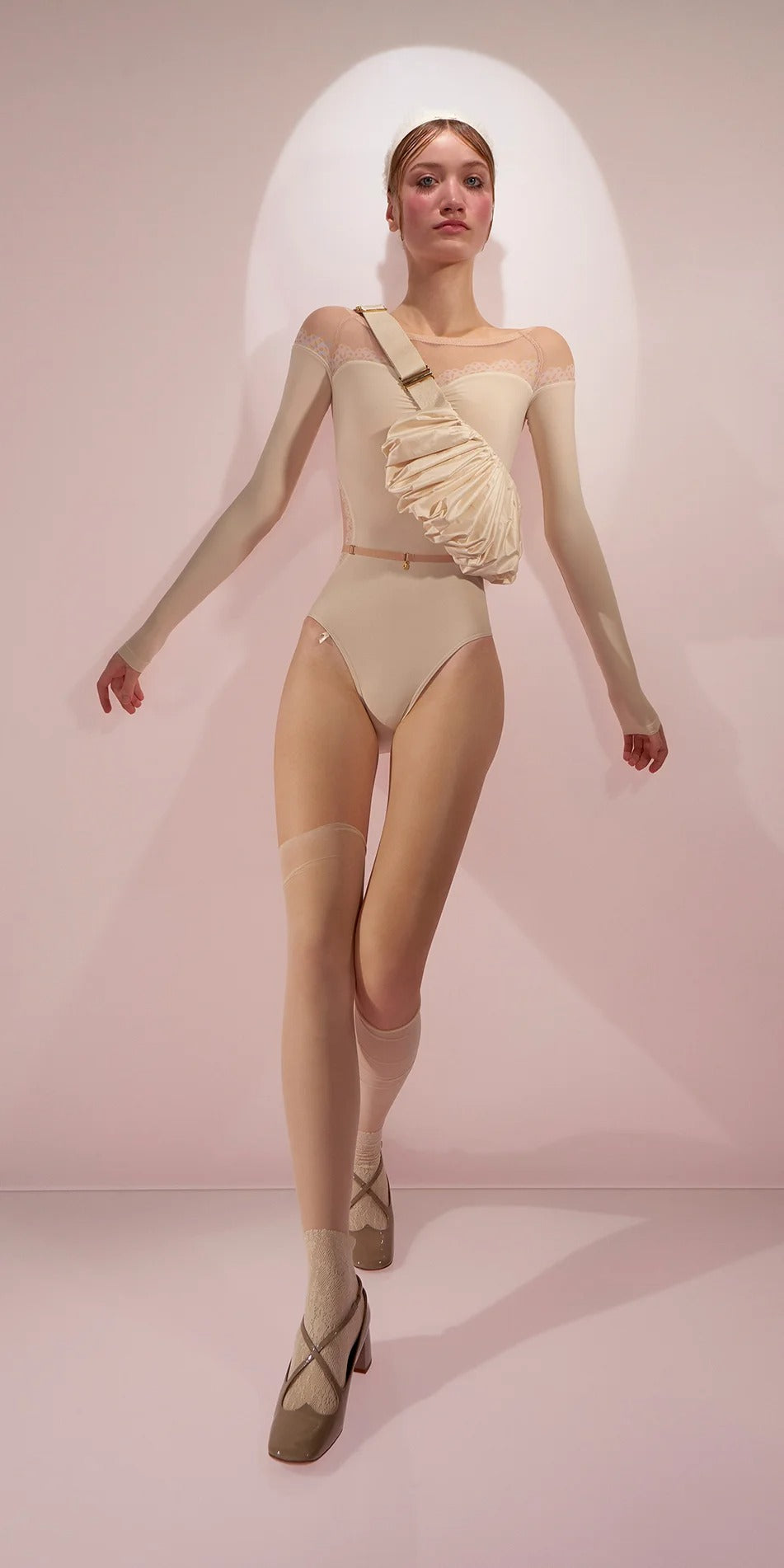 ［予約アイテム］WHIPPED CREAM – pleated fanny pack – edelweiss
