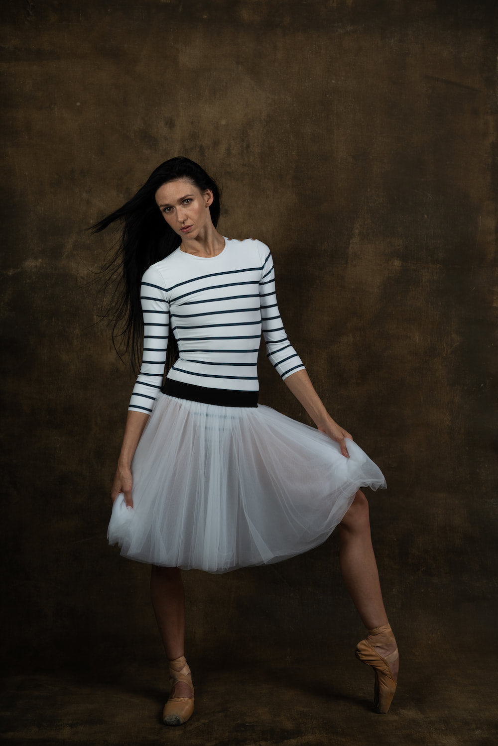 Nautical striped cut leotard