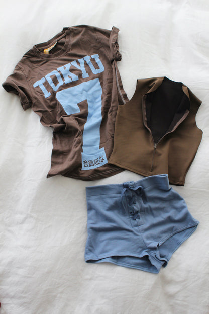 ZIPPERED HALF TOP | TOBACCO