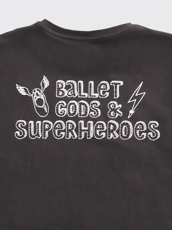 Female T-shirt Ballet Gods &amp; Superheroes Graphite