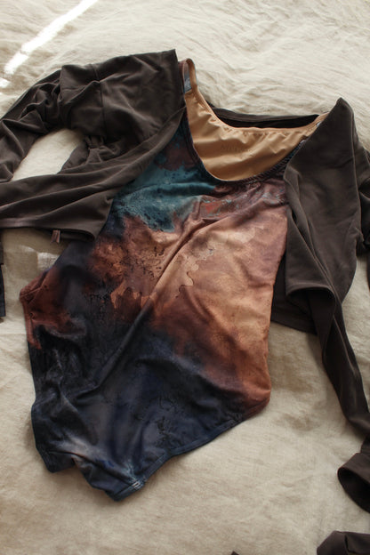 BALLERINA - chocolate back wrap t shirt with long sleeves