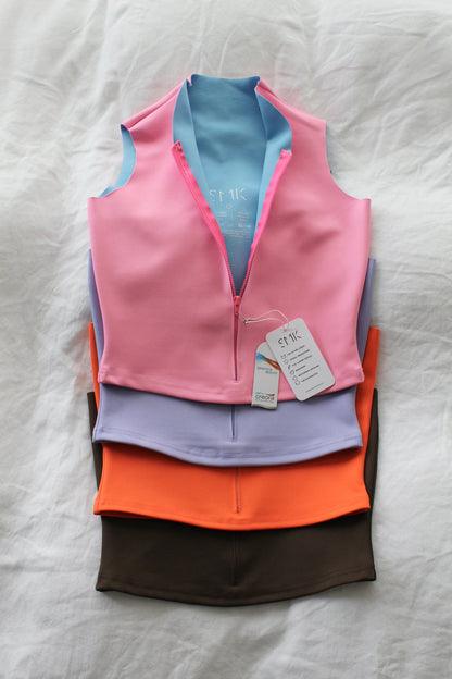 ZIPPERED HALF TOP | TOBACCO