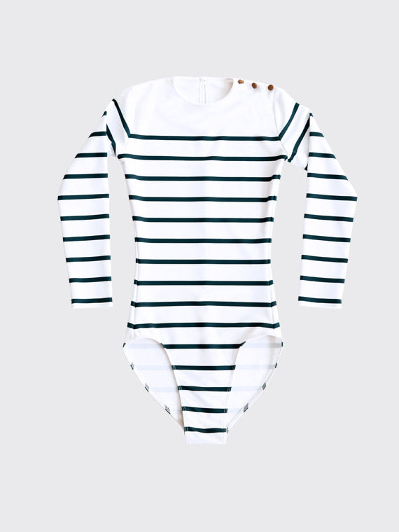 Nautical striped cut leotard