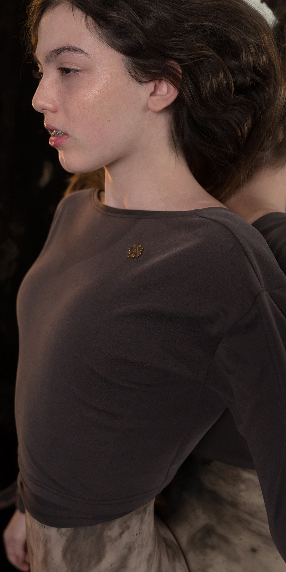 BALLERINA - chocolate back wrap t shirt with long sleeves