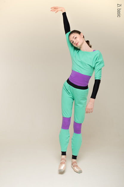 Trousers with colour knee | Mint x Violet