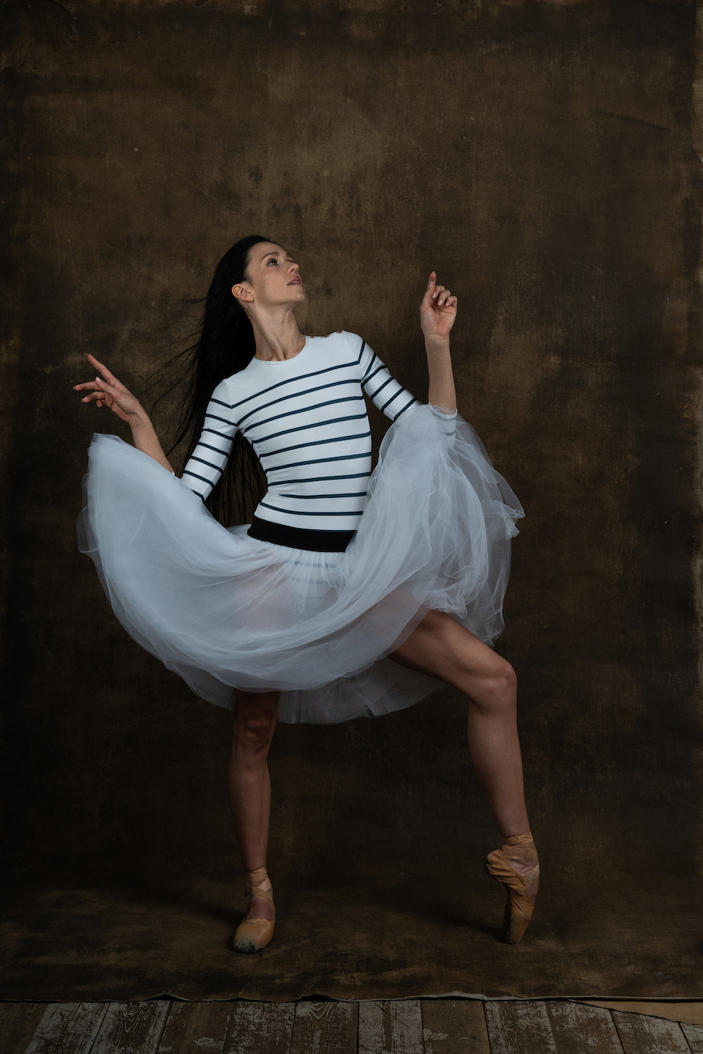 Nautical striped cut leotard