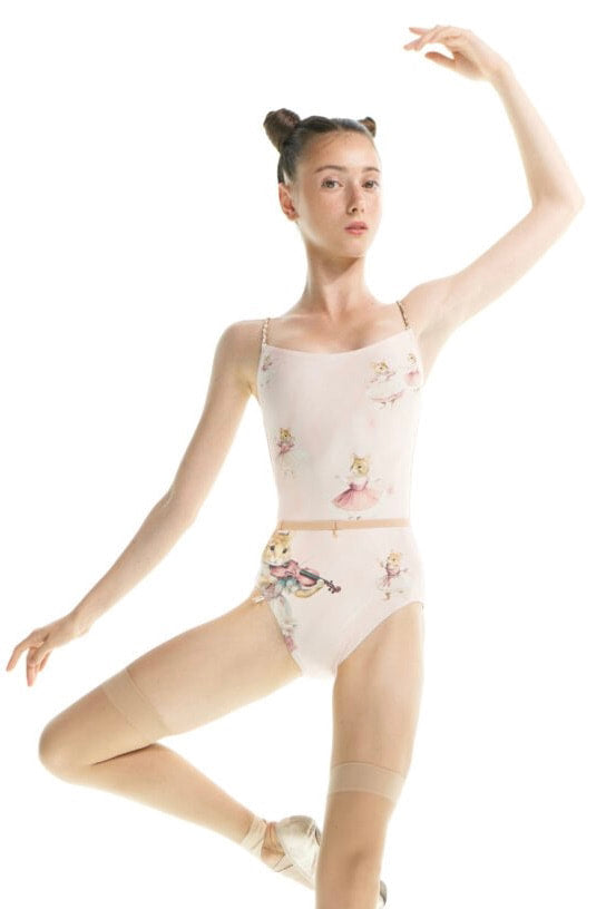 MOUSY – camisole leotard with hand braided straps – baby blush