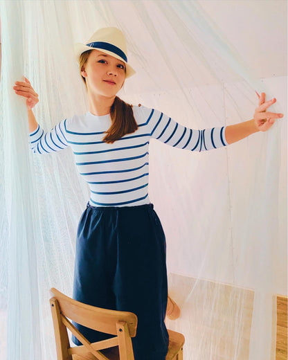 Nautical striped cut leotard