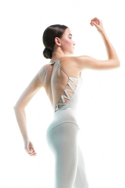 CHEVRON | sage laced back leotard