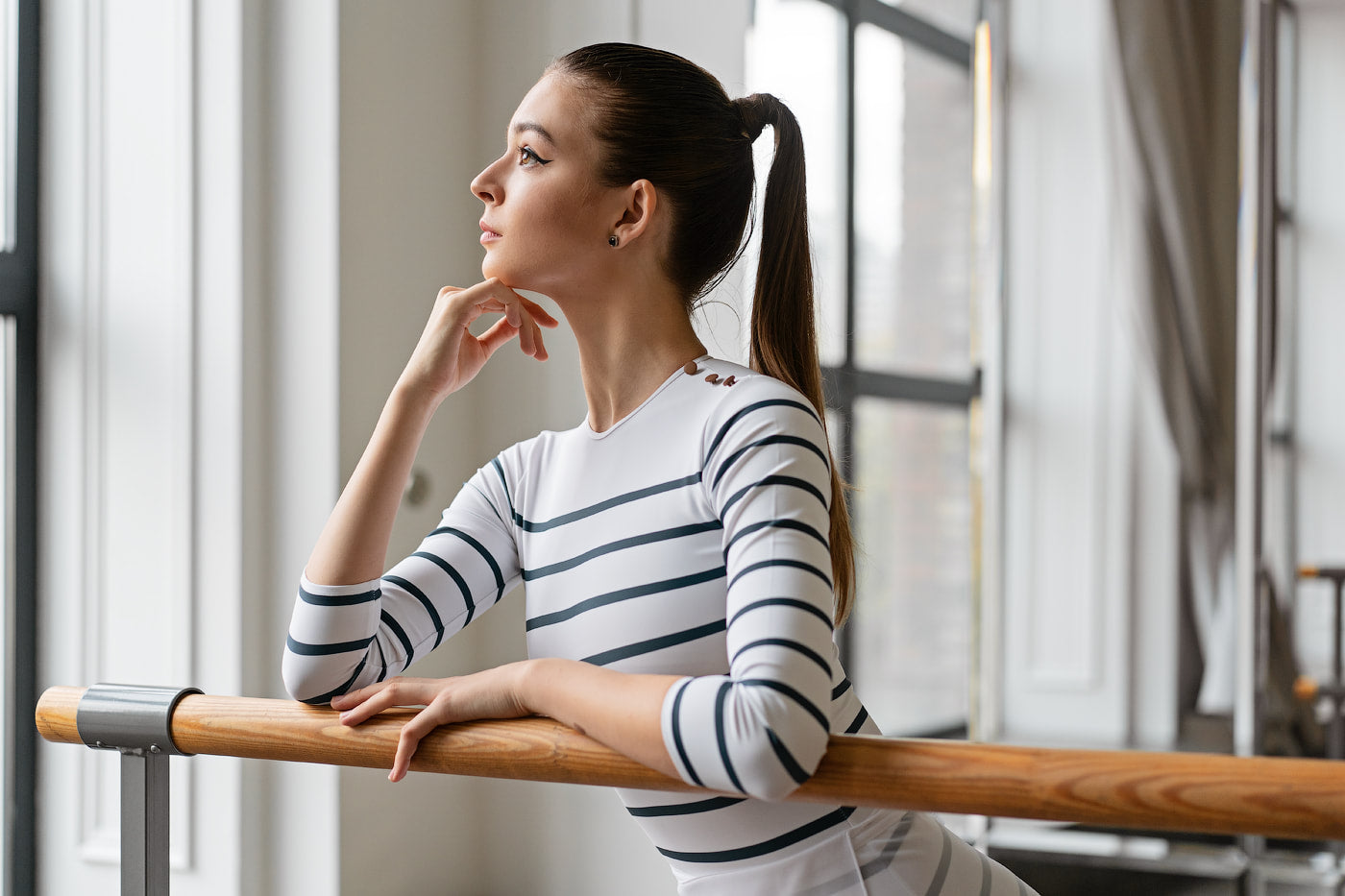 Nautical striped cut leotard