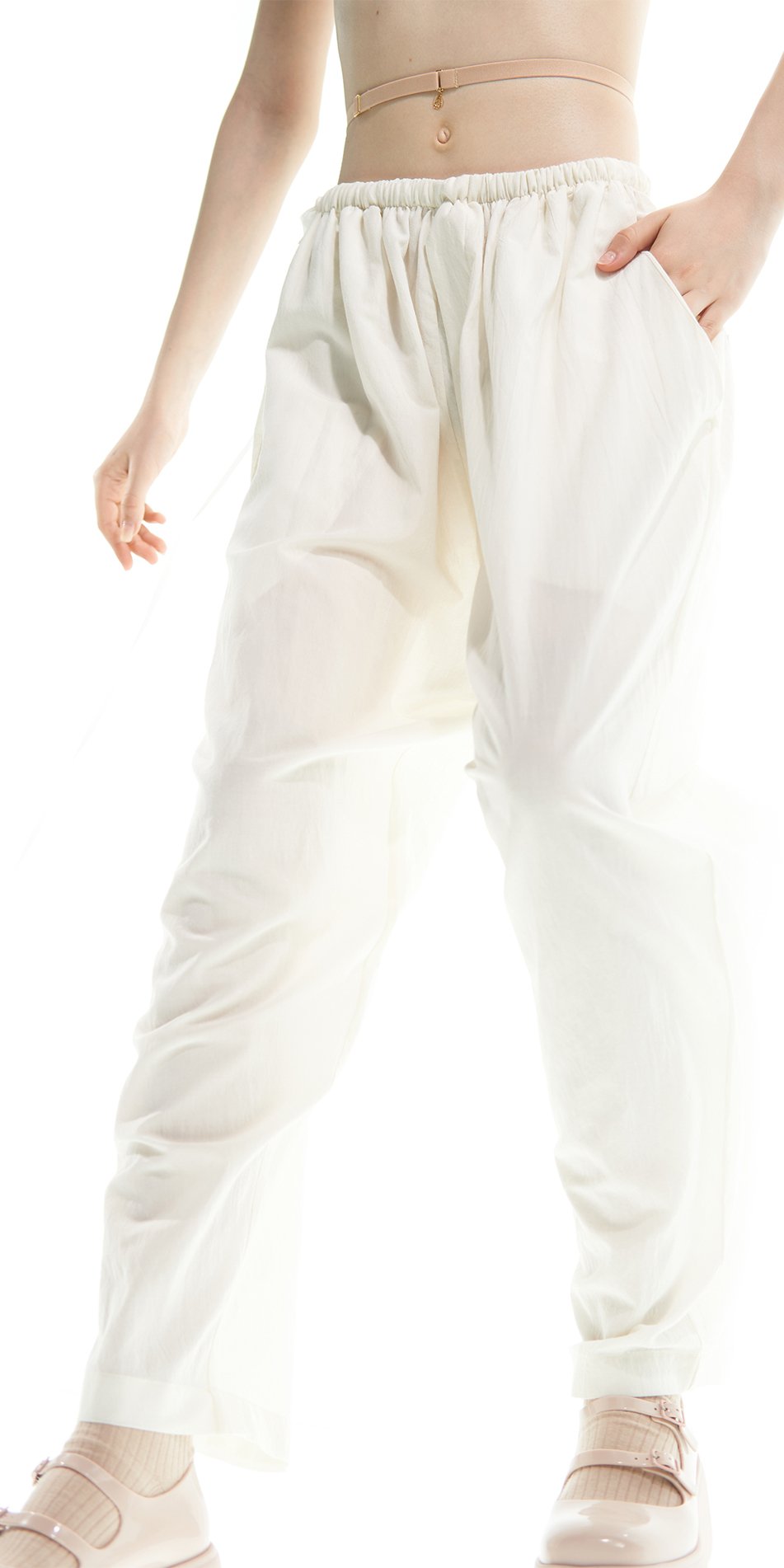 CROOKED – boyfriend baggy pants – cream