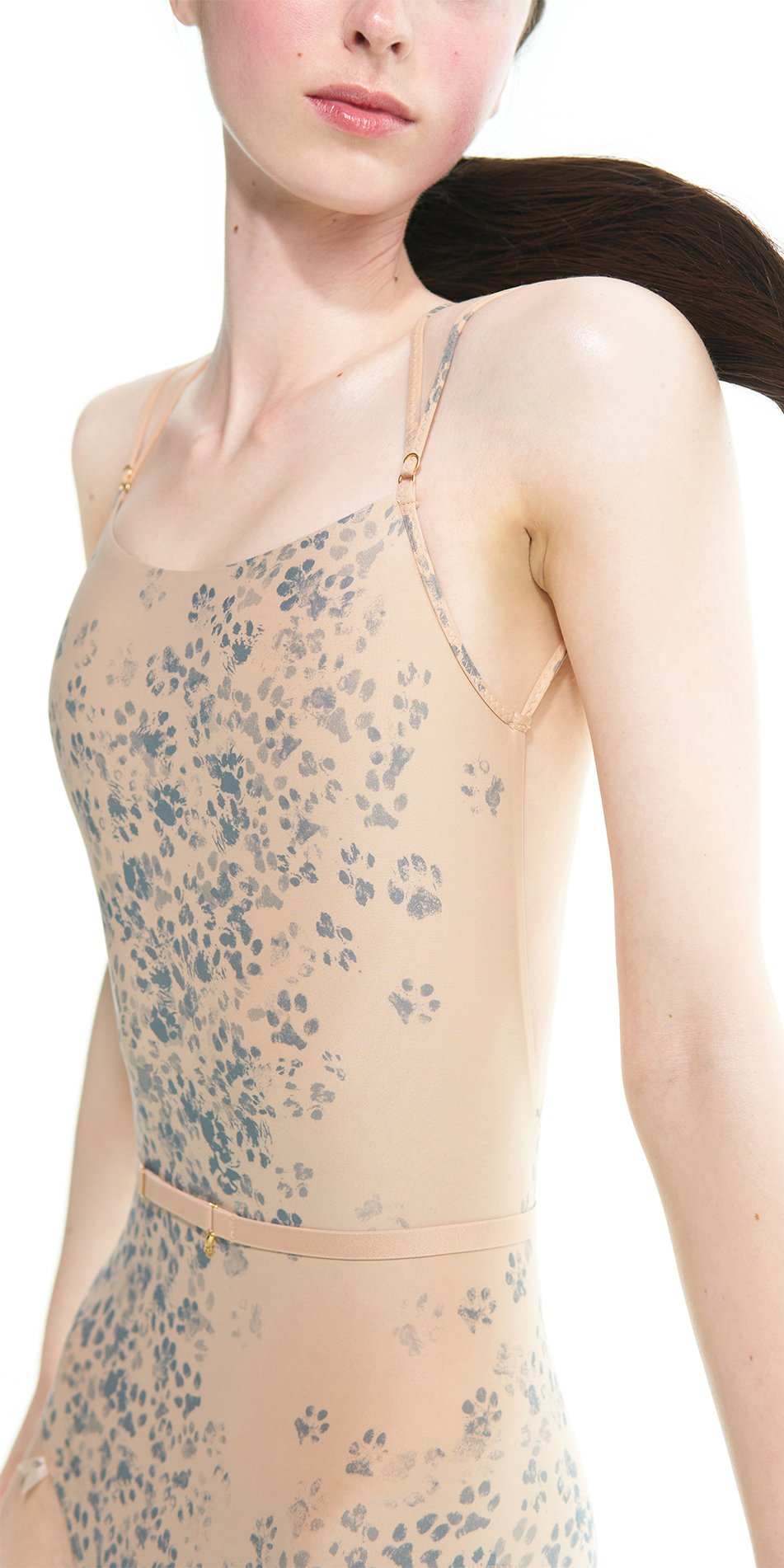 CAT paw print – cross back leotard – indigo