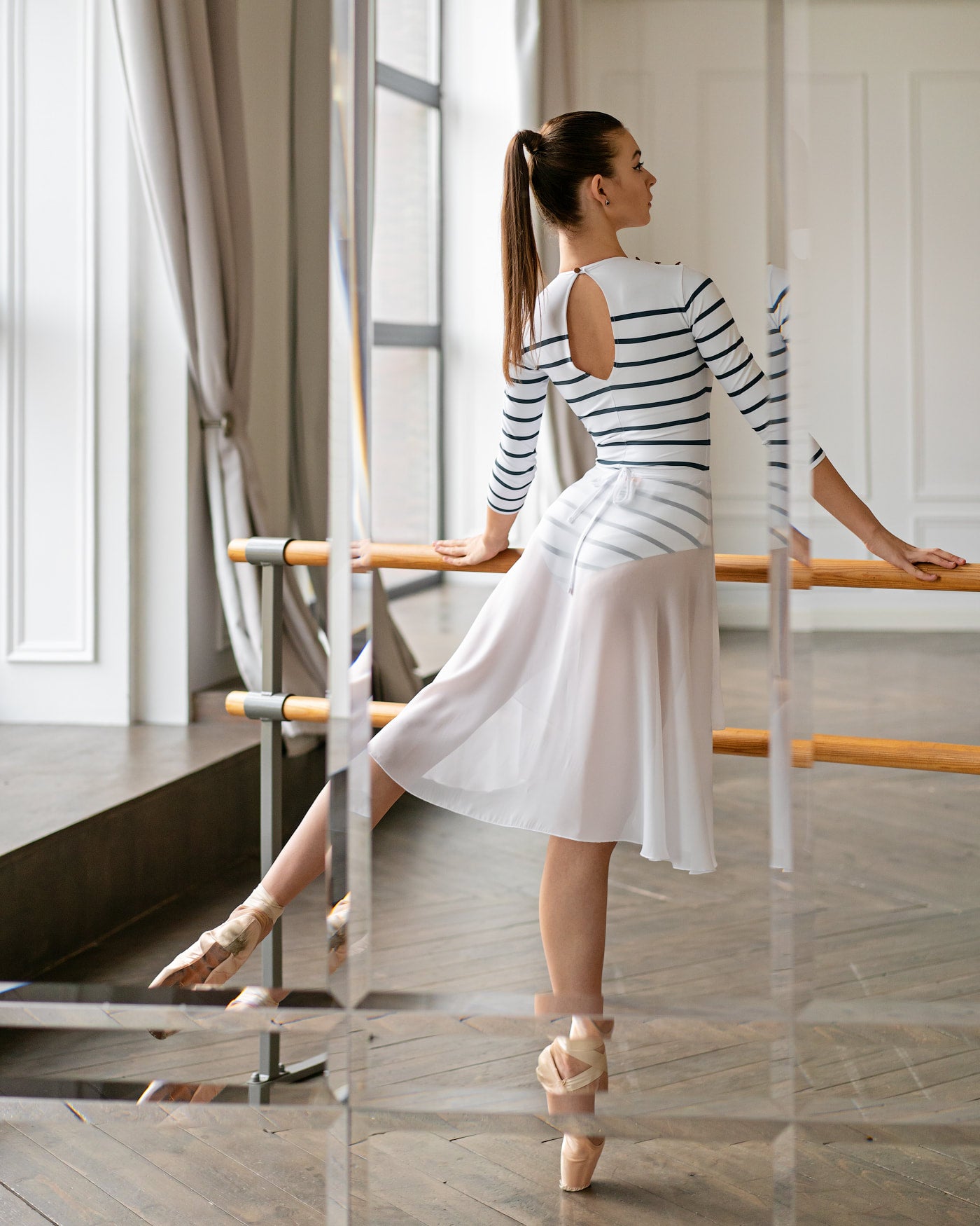 Nautical striped cut leotard