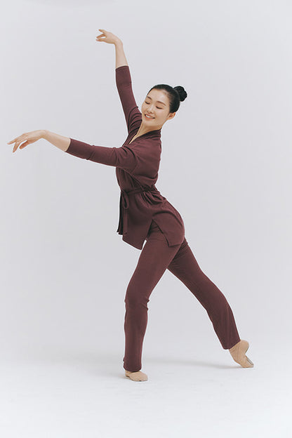 MODAL® SHORT GOWN AND PANTS SET - SHADOW