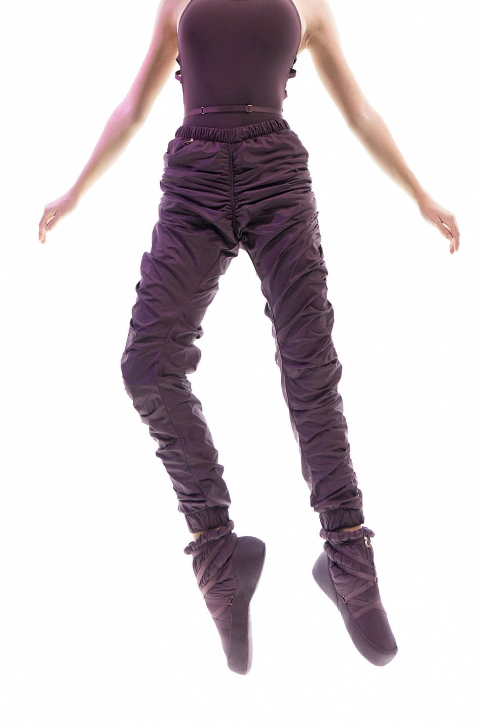 PARA CUTE – plum draped track pants