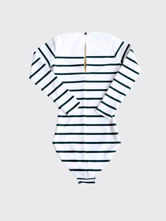 Nautical striped cut leotard