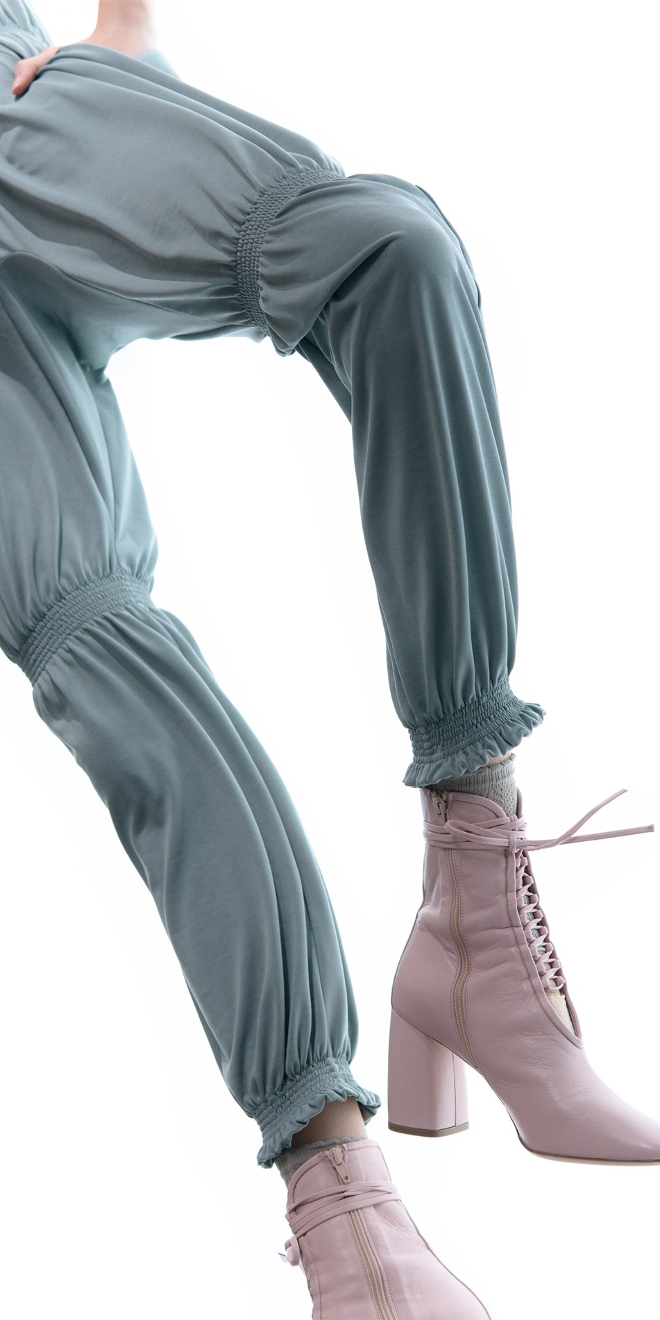 BOHO – mint smocked long jumpsuit
