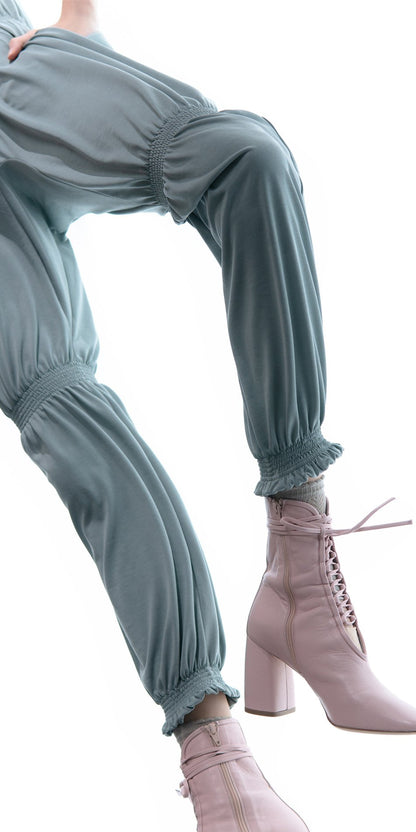 BOHO – mint smocked long jumpsuit