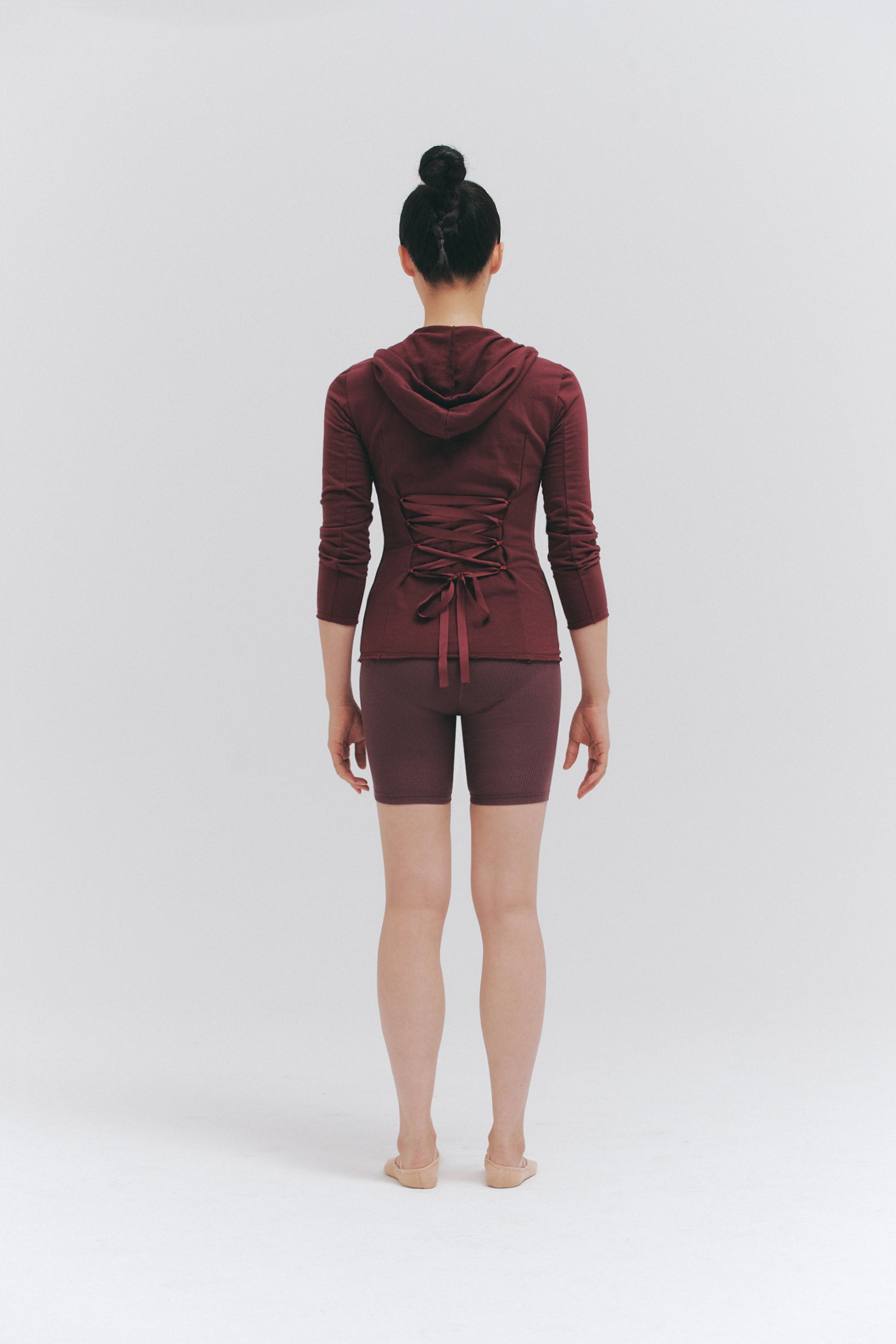 ORGANIC COTTON LACED HOODIE | BURGUNDY