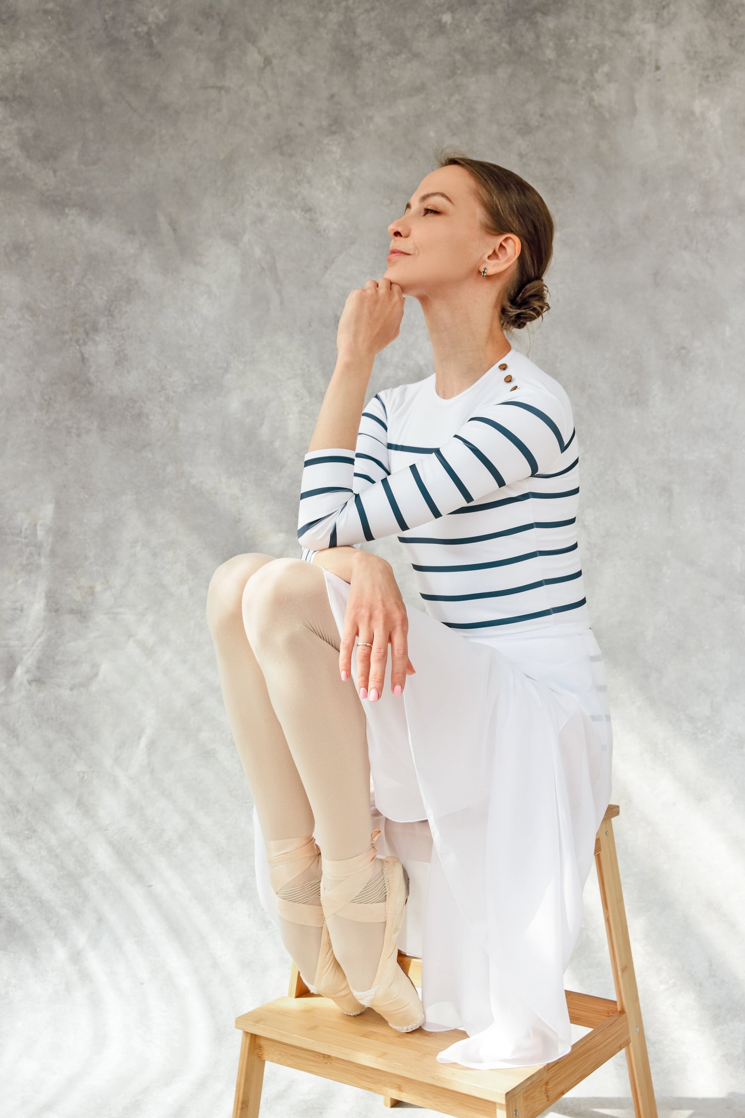 Nautical striped cut leotard