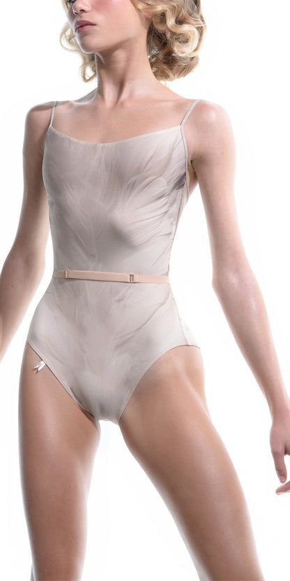 SWAN – classic camisole leotard – white