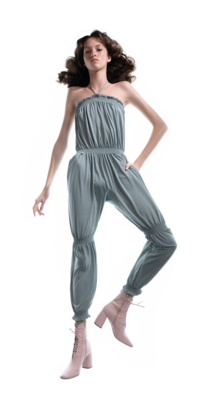 BOHO – mint smocked long jumpsuit