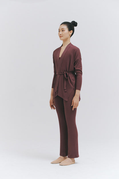 MODAL® SHORT GOWN AND PANTS SET - SHADOW