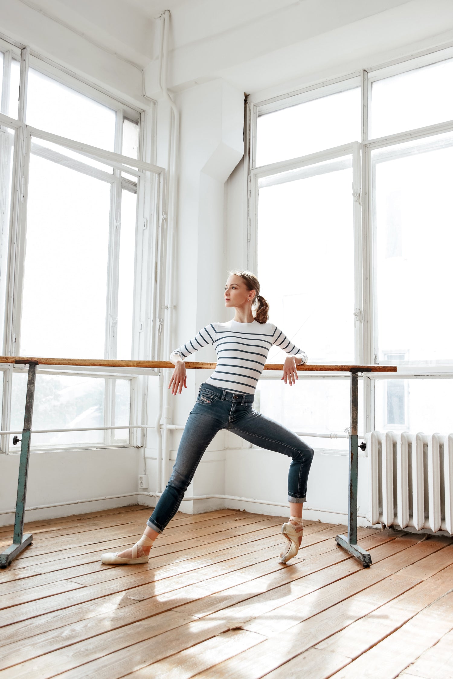 Nautical striped cut leotard