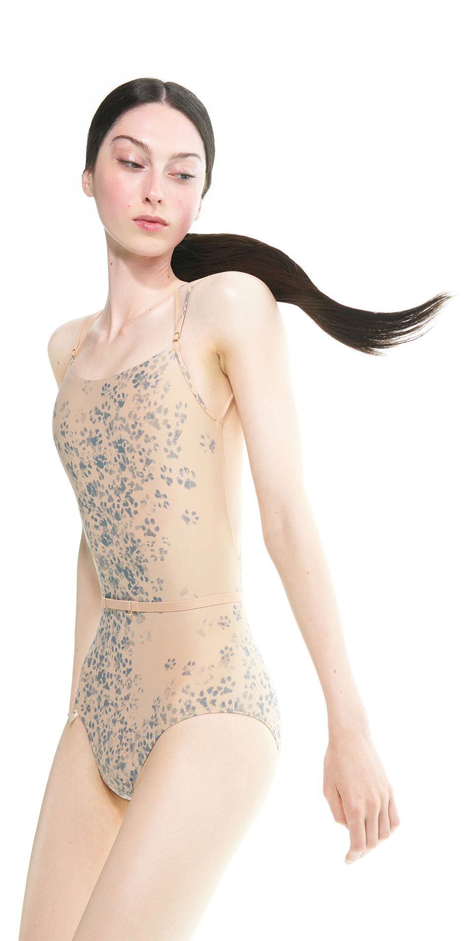 CAT paw print – cross back leotard – indigo