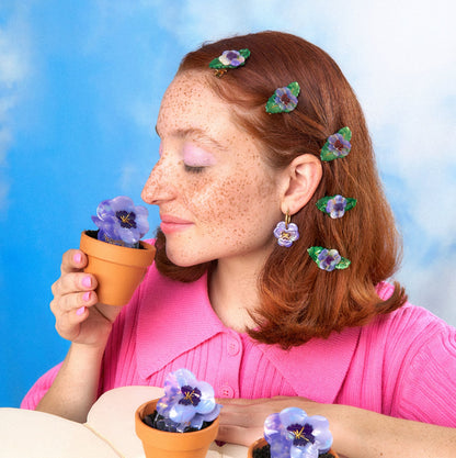 PURPLE PANSY HAIR CLIP
