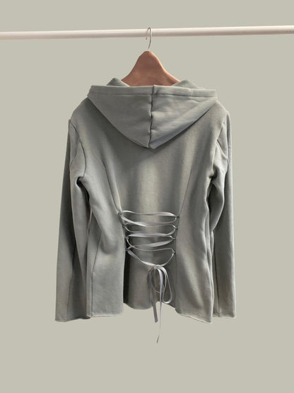 ORGANIC COTTON LACED HOODIE | SAUGE