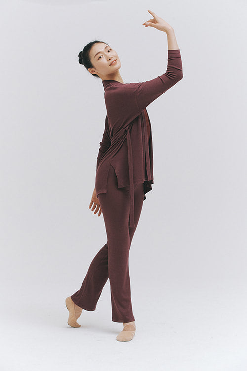 MODAL® SHORT GOWN AND PANTS SET - SHADOW