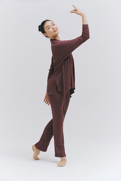 MODAL® SHORT GOWN AND PANTS SET - SHADOW