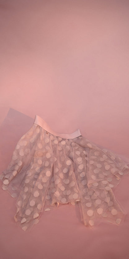 JUMBO POLKA-TULLE – nude short square skirt