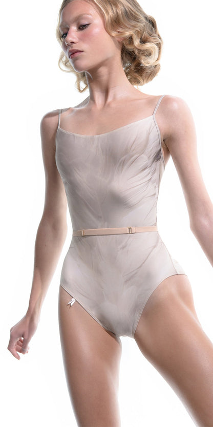 SWAN – classic camisole leotard – white
